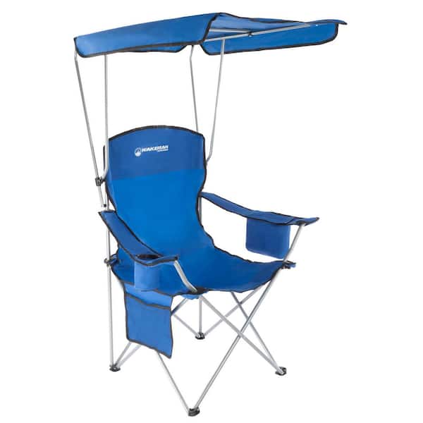 Wakeman Outdoors Blue HeavyDuty Camp Chair with Sun CanopyHW4700034 The Home Depot