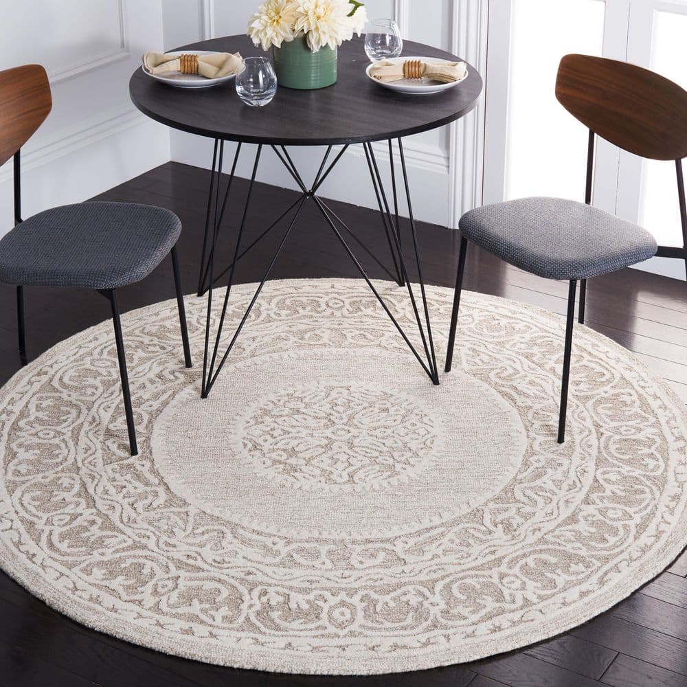 Metro 6 ft. x 6 ft. Round Ivory/Gray Ornate Medallion Area Rug price history on PriceWatchPro