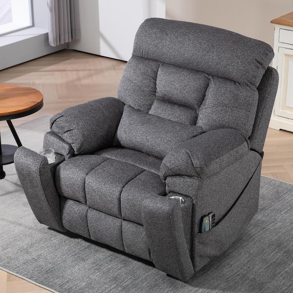 aisword Top-tier Flagship 4 OKIN Motors Chenille Recliner Lift Sofa 2 Remote Controls, Pillow and 2 Cup Holder - Grey