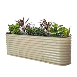 32 in. Extra-Tall 9-In-1 Modular Pearl White Metal Raised Garden Bed Kit
