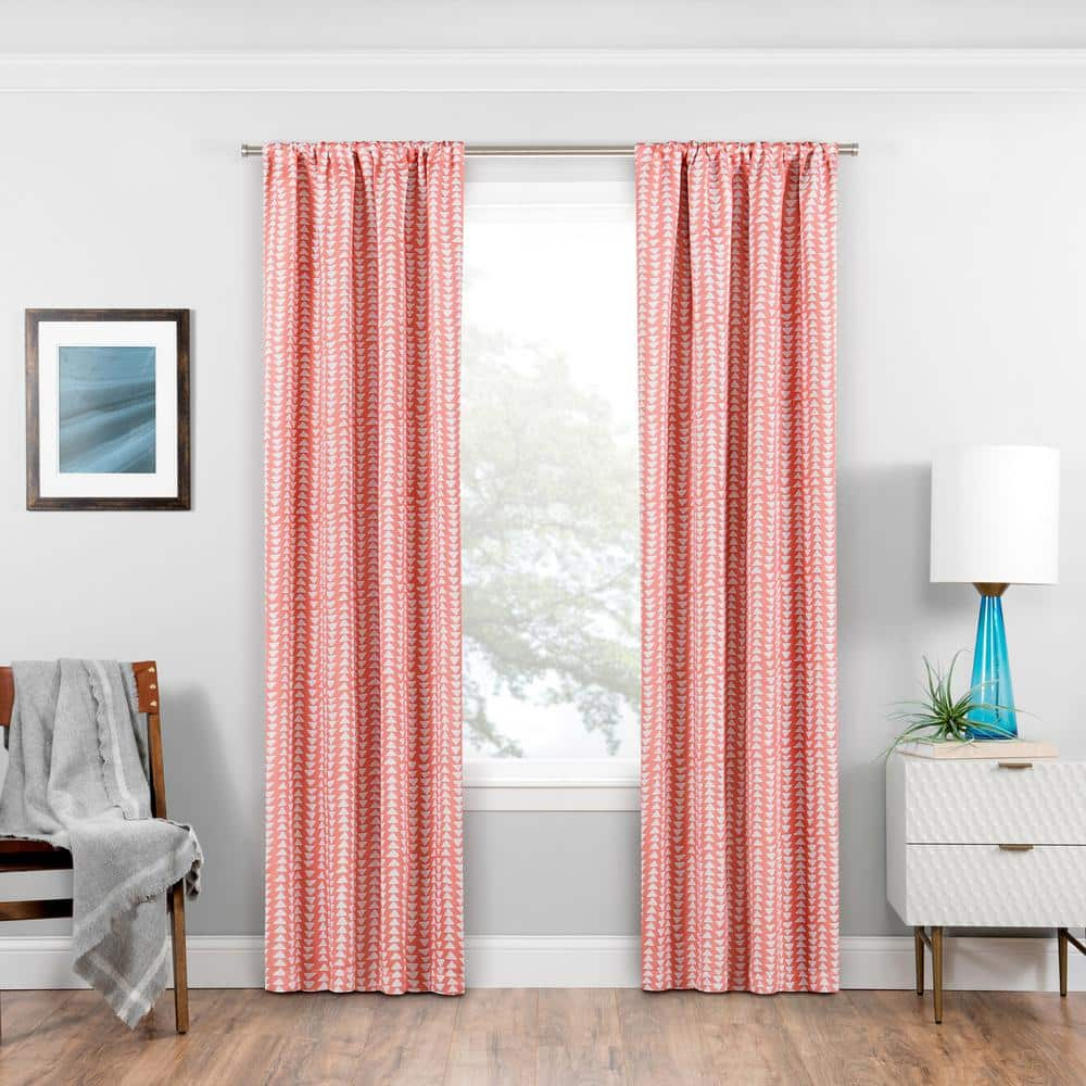 Eclipse Coral Geometric Thermal Blackout Curtain 37 In W X 95 In L 16432037095crl The Home Depot