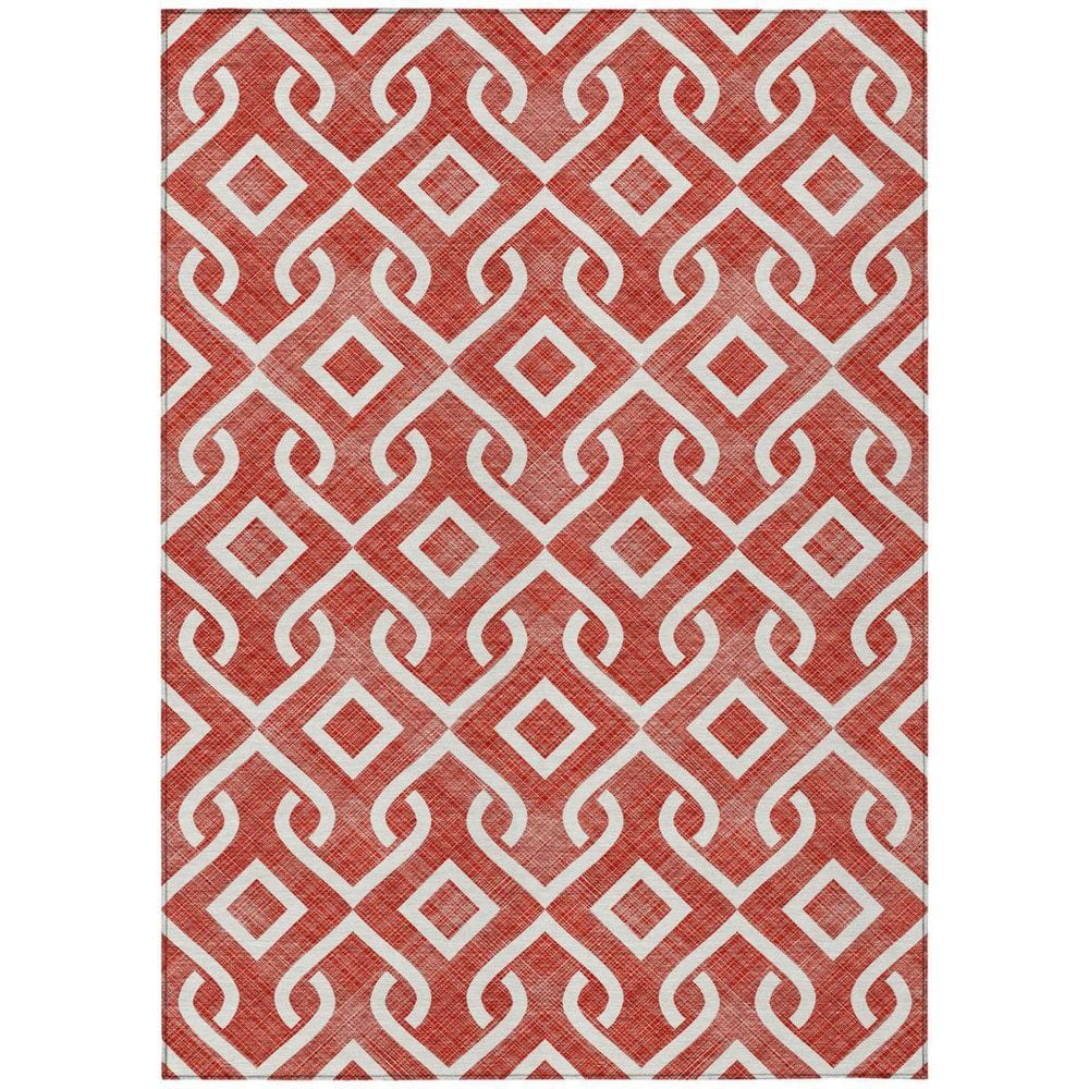 Red, Ivory 3 ft. x 5 ft. Woven Geometric Polyester Rectangle Indoor/Outdoor Area Rug price history on PriceWatchPro