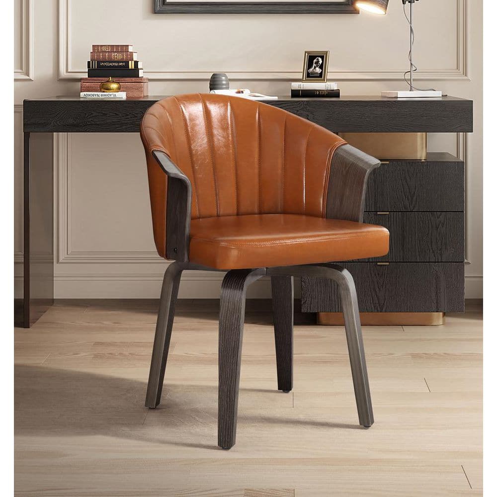 Iya Brown Faux Leather Swivel Arm Chair with Wood Frame price history on PriceWatchPro