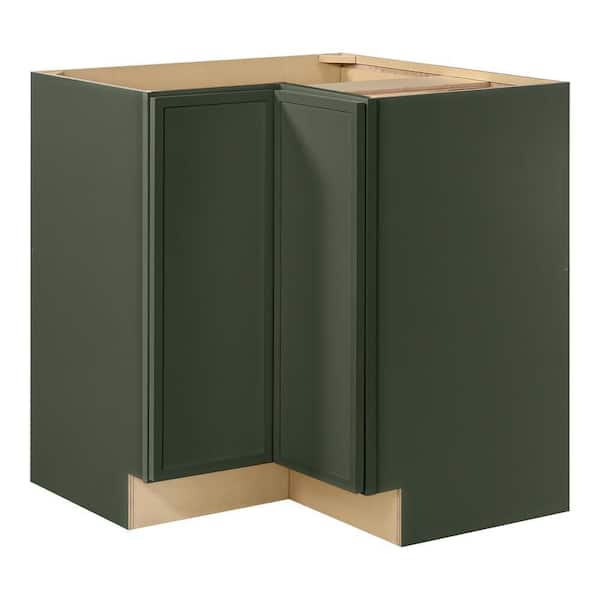 Leyton 32 in. W x 32 in. D x 34.5 in. H Ready to Assemble Plywood Slim Shaker Lazy Susan Corner Cabinet in Fern Green
