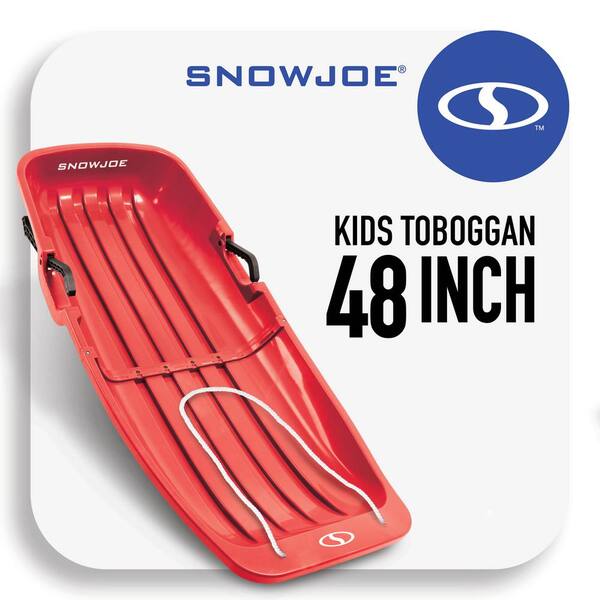 Snow Joe Classic Toboggan 48 in. Snow Sled, Up To 2 Riders, Brakes