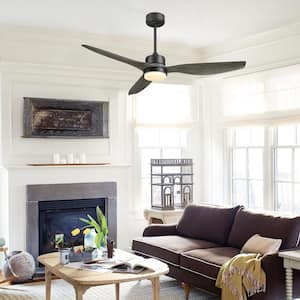 52 in. Integrated LED Light Gray Finished Smart Ceiling Fan with Remote Control and DC Motor and 3 Blades