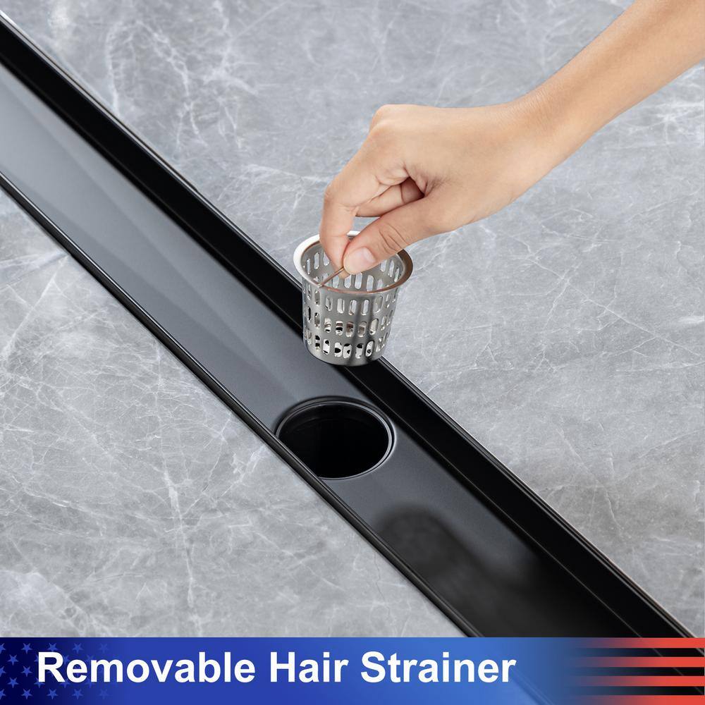 Matte Black 32'' Linear Grid Shower Drain