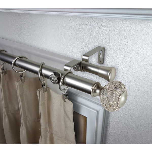 1 Inch Dia 48-84" Adjustable Lavish Double Curtain Rod in Satin Nickel