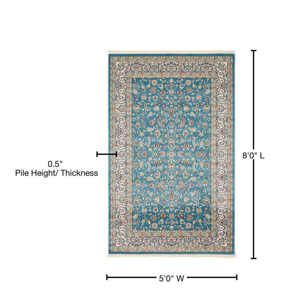 Serenity Blue Medallion 5' x 8' Easy-Care Synthetic Indoor Rug