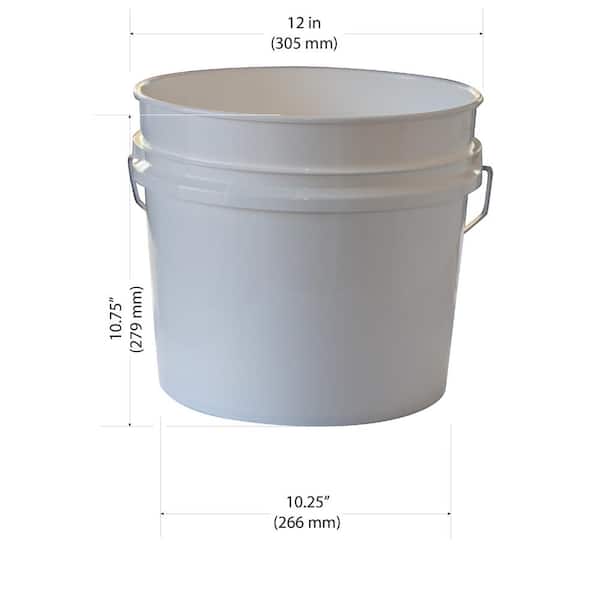 4 Gallon BPA Free Food Grade White Bucket with Plastic Handle - WITHOUT LID  - FREE SHIPPING