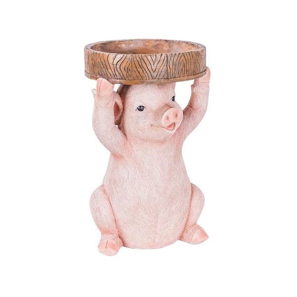Evergreen Pig Resin Birdbath