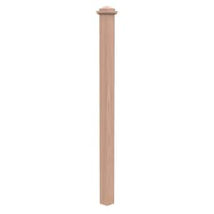 Stair Parts 4075 66 in. x 3-1/2 in. Unfinished Red Oak Square Craftsman Solid Core Box Newel Post for Stair Remodel