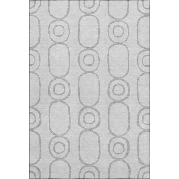 Mayfield Premium Machine Washable Abstract AMF2344 Silver 10 ft. x 14 ft. Area Rug