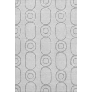 Mayfield Premium Machine Washable Abstract AMF2344 Silver 8 ft. x 10 ft. Area Rug