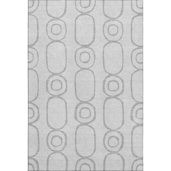 Mayfield Premium Machine Washable Abstract AMF2344 Silver 8 ft. x 10 ft. Area Rug