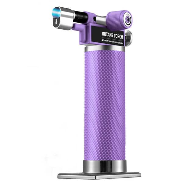 Metal Purple Kitchen Butane Torch Gun Dual Flame Adjustable Soldering Welding Brazing Cooking Tool, 1 Piece