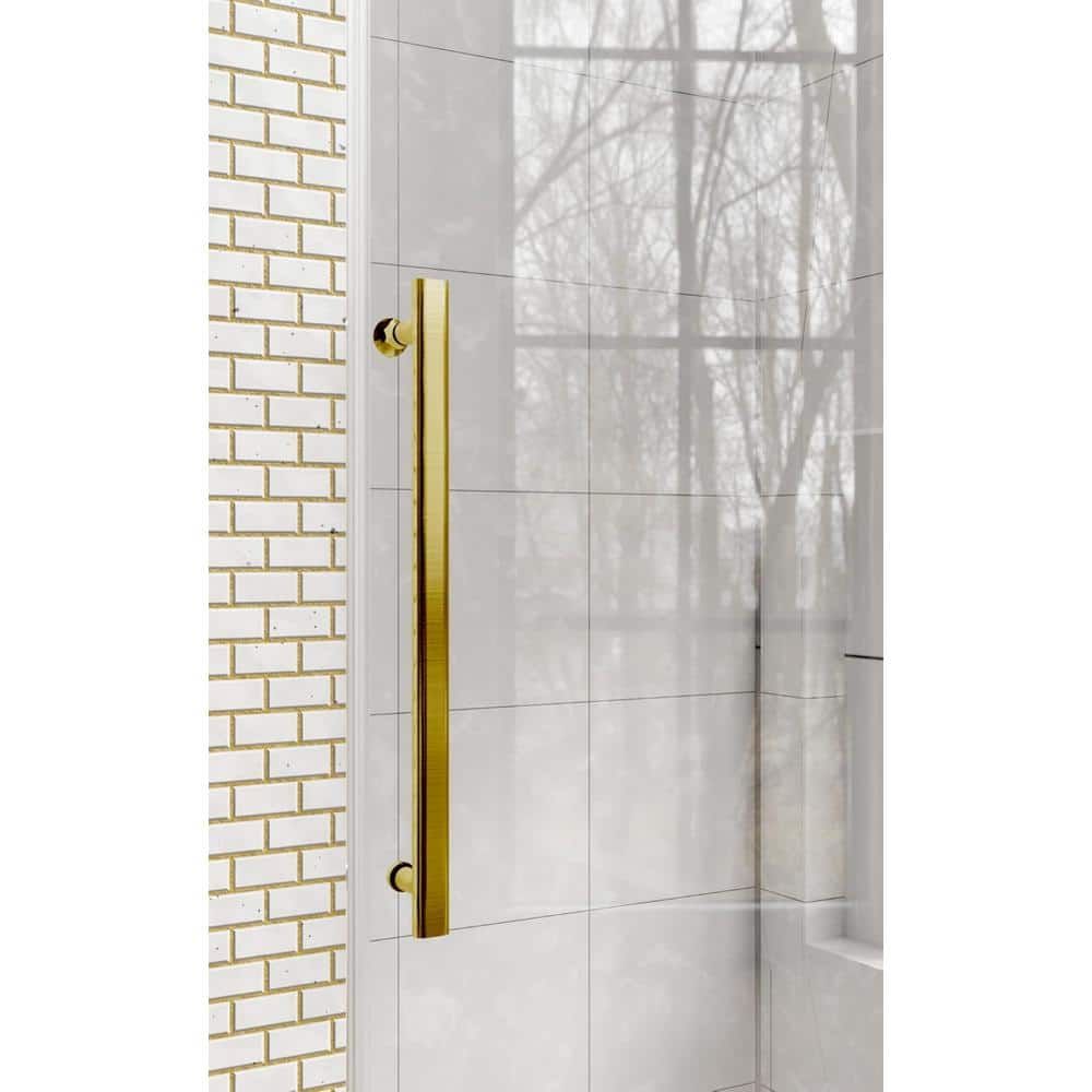 Gold Frameless Sliding Shower Door with Clear Glass and Stainless Steel Handle