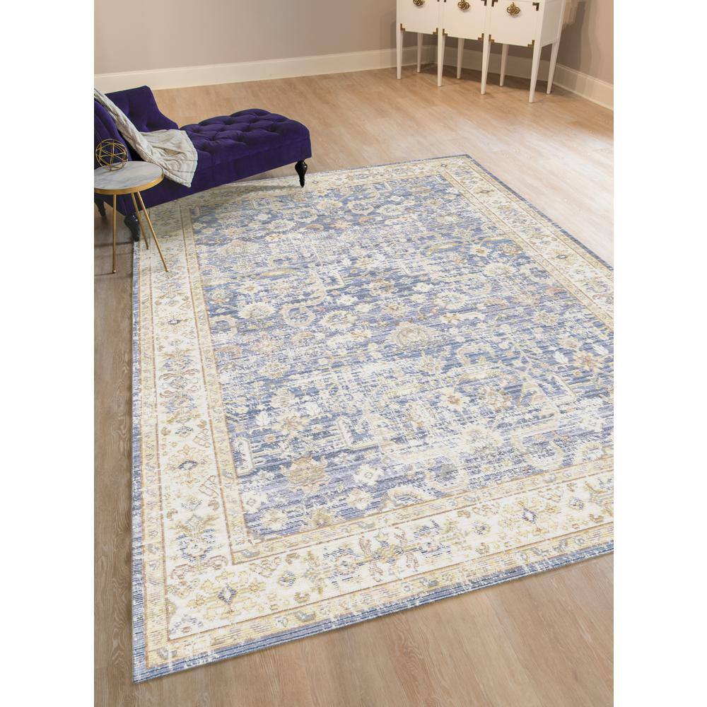 Century Classic Navy 5'3"x7'3" Synthetic Reversible Area Rug