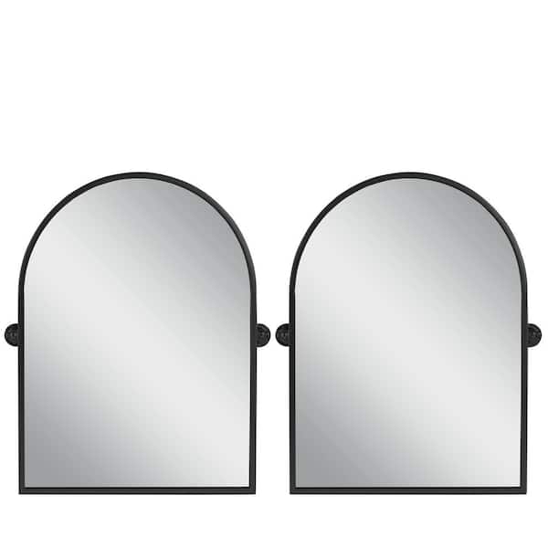 Dovelina 24 in. W x 36 in. H Modern Rectangle Metal Framed Pivoted Wall Vanity Mirror 2-PCS
