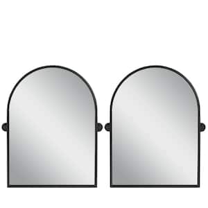 24 in. W x 36 in. H Modern Rectangle Metal Framed Pivoted Wall Vanity Mirror 2-PCS