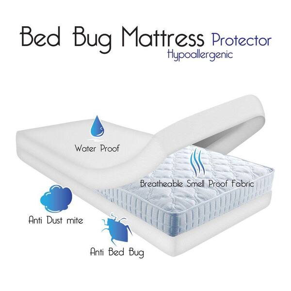 Waterproof Mattress Protector Zippered Encasement Anti Bed Bug And Dust Mite 