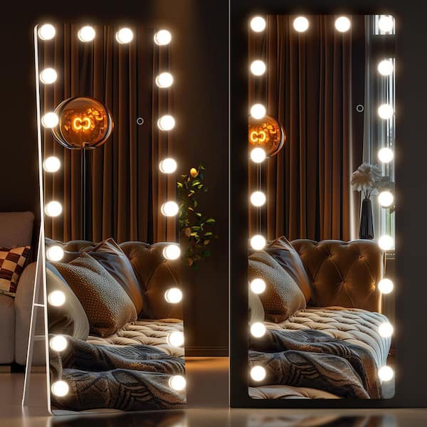 Vosuja Clear 32 in. W x 71 in. H Rectangular Glass Full Length Mirror with Lights LED Full Body Standing Mirror Wall Mounted