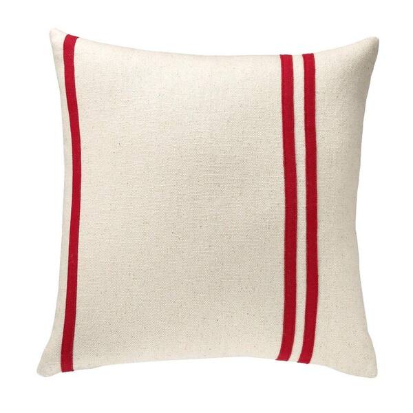 Home Decorators Collection 18 in. Red Asymmetrical Stripes Square Pillow