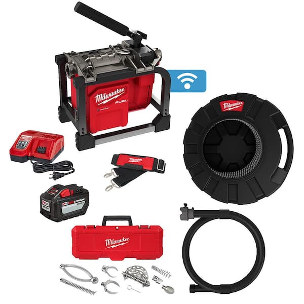 Milwaukee M18 FUEL Cordless Drain Cleaning Sewer Sectional Machine Kit with 7/8 in. Cable with Attachments