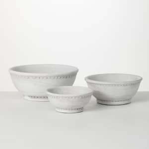 4.5", 3.5", and 2.5" Whitewashed Cement Dish Planter (Set of 3)