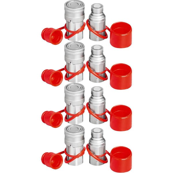 1/4 Flat Face Hydraulic Quick Connect Coupler Set, 1/4 NPT Thread