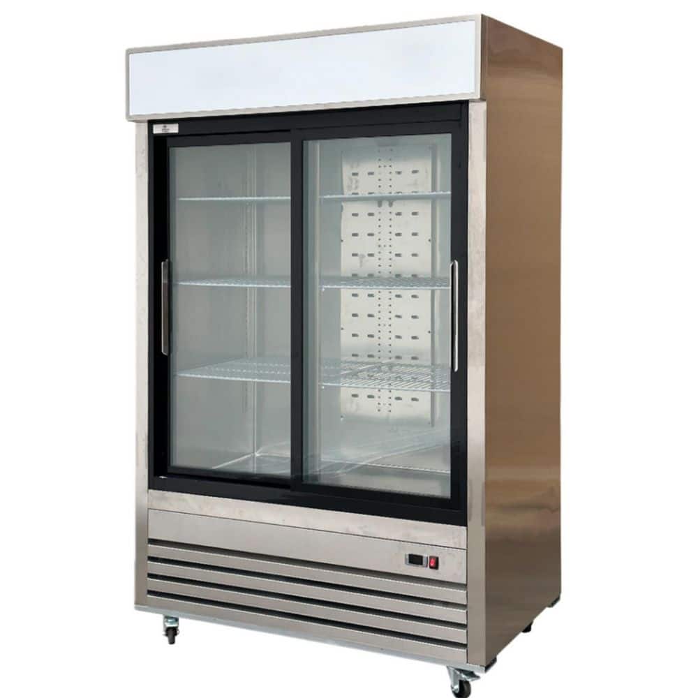 54 in. 47 cu. ft. Commercial Glass Door Reach in Refrigerator in Stainless Steel