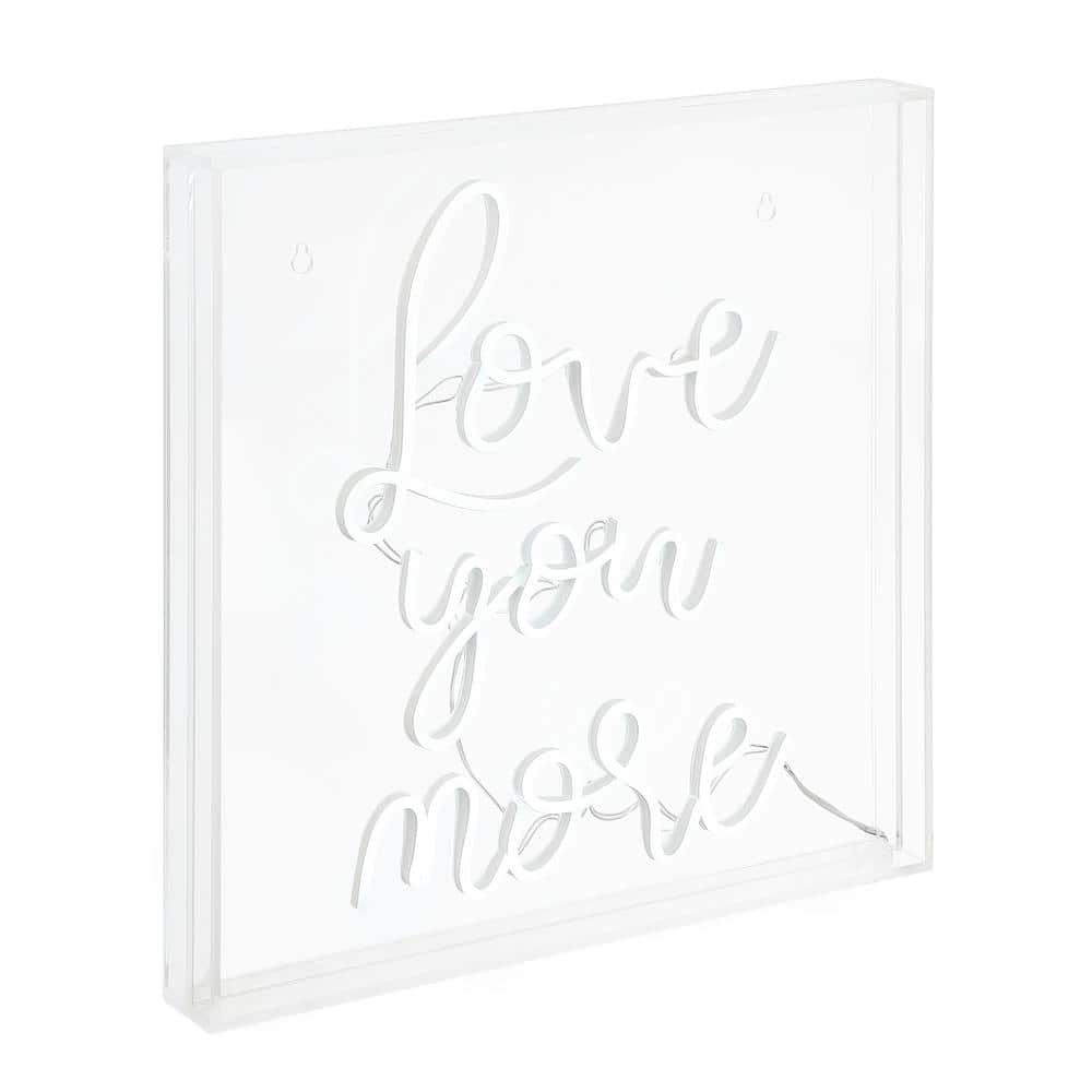 Love You More White Acrylic Box USB LED Neon Light