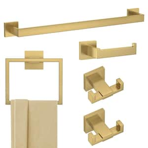 5-Piece Bath Hardware Set with Mounting Hardware in Gold