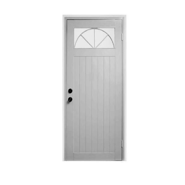 Air Master Windows and Doors 30 in. x 80 in. Titan Flush White Painted Aluminum Arched Prehung Front Door