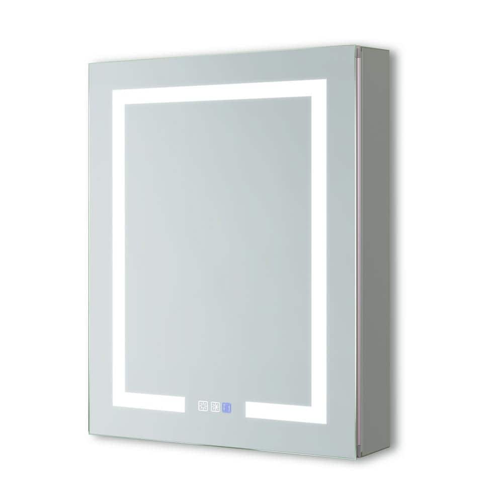 24 in. W x 30 in. H Rectangular Sliver Aluminum Medicine Cabinet with Mirro