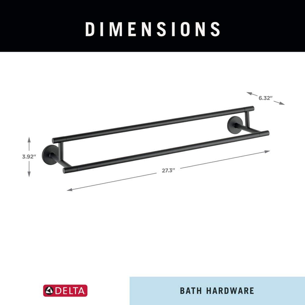 Matte Black 24" Double Wall Mounted Towel Bar
