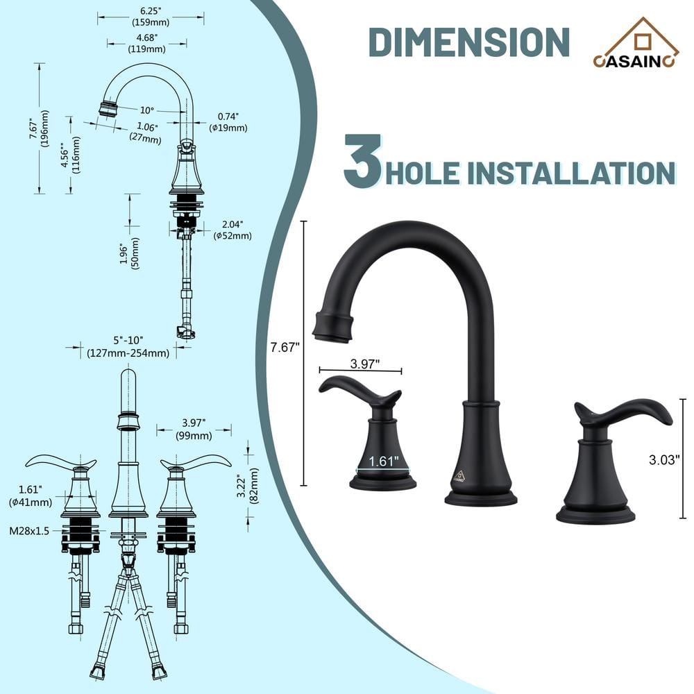 8-inch Widespread Faucet 2-handle Bathroom Faucet with Drain