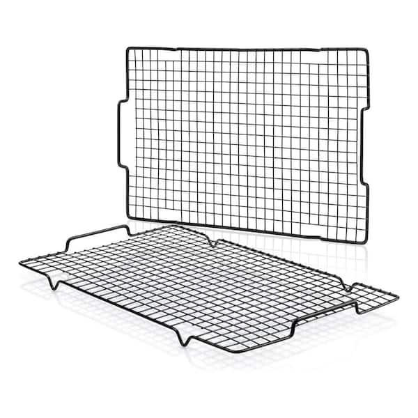 Nonstick Black Metal Wire Cooling Rack with Handles for Easy Transport, Oven Safe, Enhanced Cooling, 2 Pack
