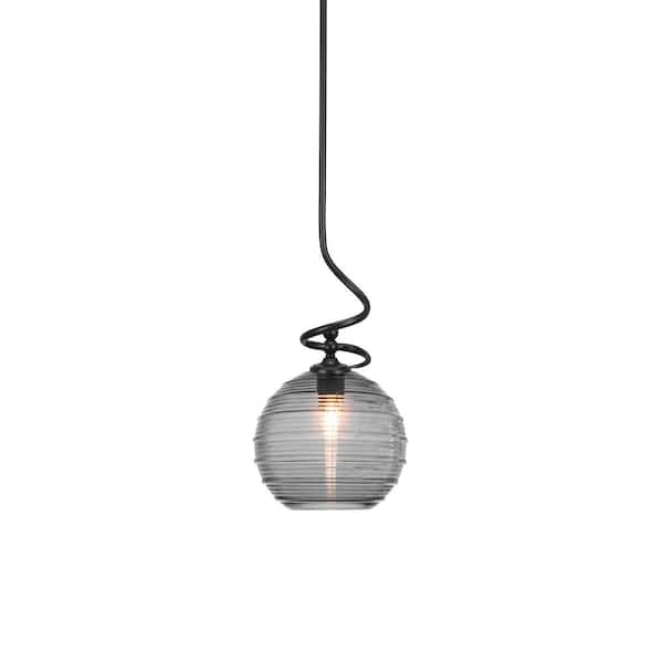 Unbranded Royale 100 W 1-Light Matte Black Standard Mini Pendant Light with Glass Shade
