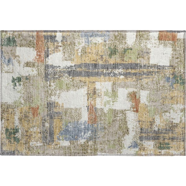 Mayfield Premium Machine Washable Abstract AMF2212 Ivory 2 ft. x 3 ft. Accent Rug