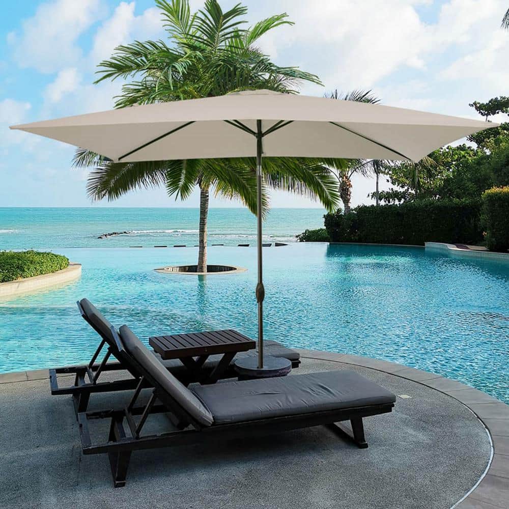 6.5 ft. x 10 ft. Steel Market Tilt Patio Umbrella in Beige price history on PriceWatchPro