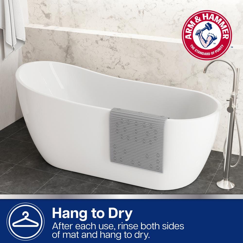 Grey Performance Foam Non-Slip Bath Mat for Showers and Tubs, 17 x 40