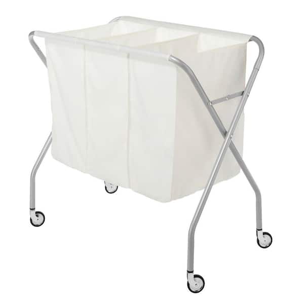 Whitmor White Silver Epoxy 3-Section Collapsible Deluxe Laundry Sorter
