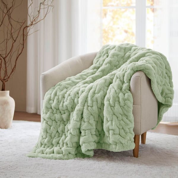 Nautica Declan Green Sherpa 50 in. x 60 in. Throw Blanket