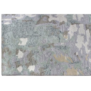 E1674 Silver 7 ft. 6 in. x 9 ft. 6 in. Hand Tufted Modern Wool and Viscose Area Rug