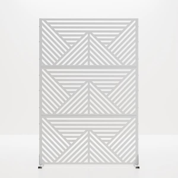 3.92 ft. x 6 ft. Outdoor and Indoor Freestanding Metal Flat Framed Privacy Screen, Fence Panels in Mountain-Shaped White