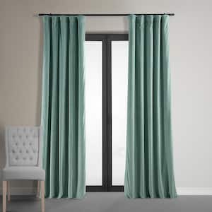 Aqua Mist Signature Velvet Blackout Curtain - 50 in. W x 120 in. L Rod Pocket with Back Tab Single Velvet Curtain Panel