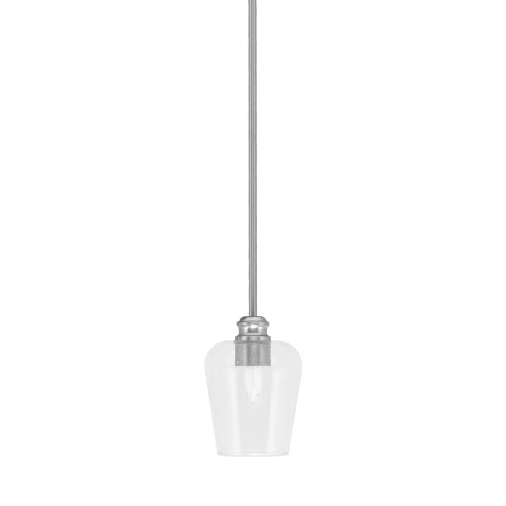 Albany 60-Watt 1-Light Brushed Nickel Pendant Mini Pendant Light Clear ...