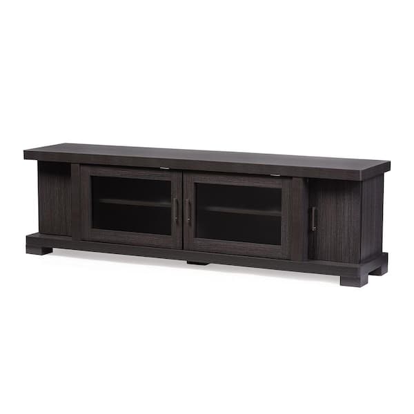 Baxton Studio Viveka 70 in. Dark Brown Wood TV Stand Fits TVs Up