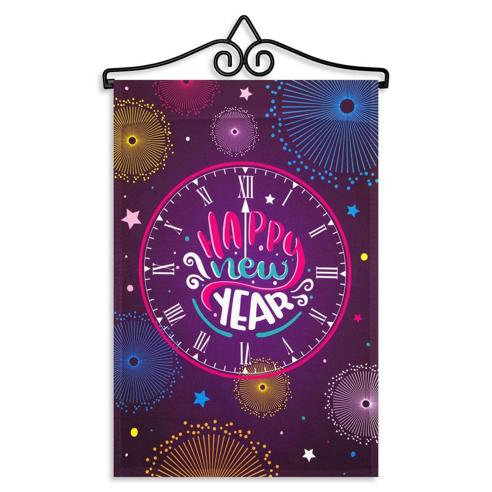 1 ft. x 1.5 ft. Polyester Happy New Year Midnight Clock with 1.2 ft. Black Iron Hanger price history on PriceWatchPro